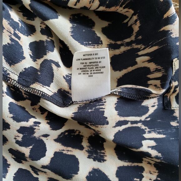 Maeve Anthropologie Linosa Silk Top/Blouse Women's Size X-Small Animal Print - Picture 9 of 9